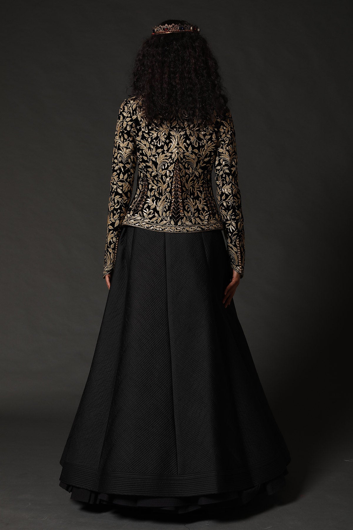 Black Velvet Short Jacket With Embroidery