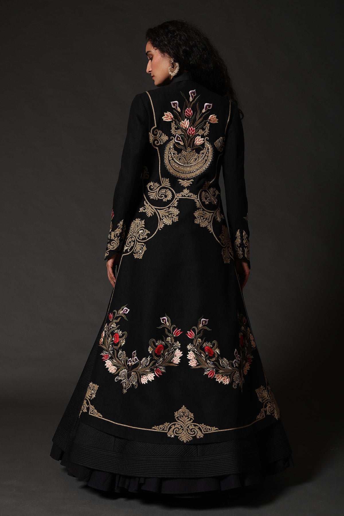 Matka Silk Long Jacket with Embroidery