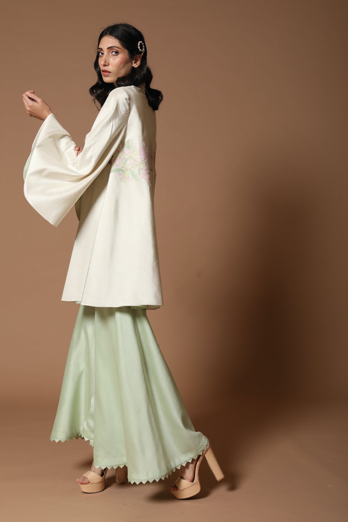 Ivory Embroidered Jacket Set
