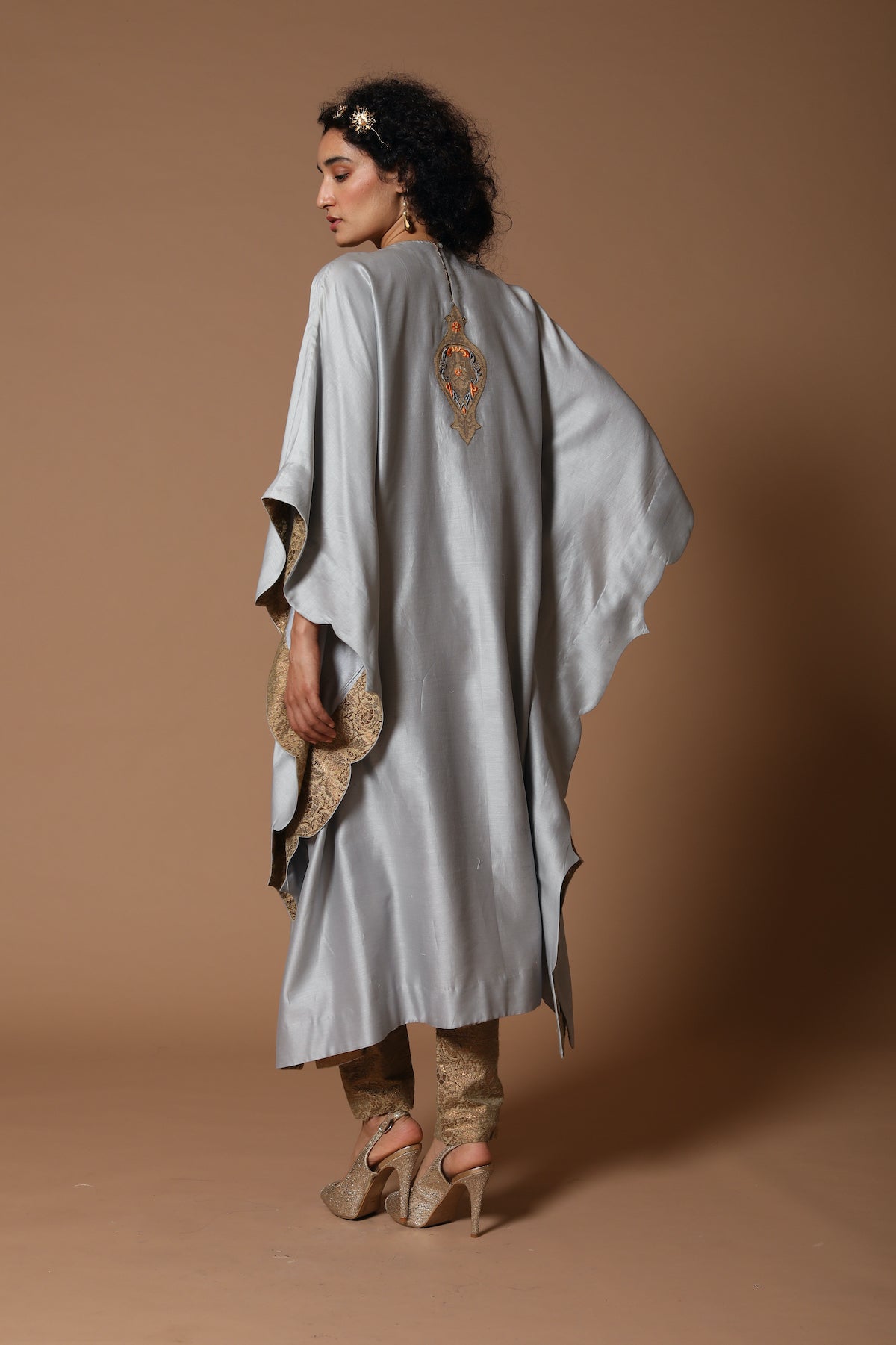 Chanderi Embroidered Kaftan Set