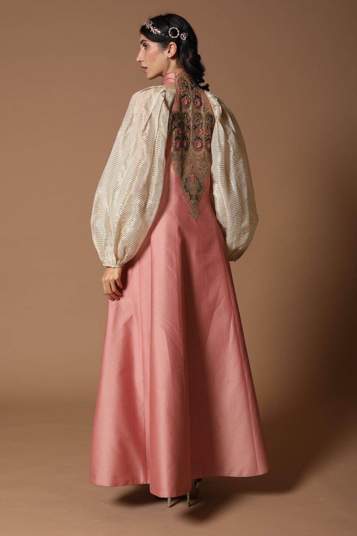 Rose Pink Hand Embroidered Jacket Set