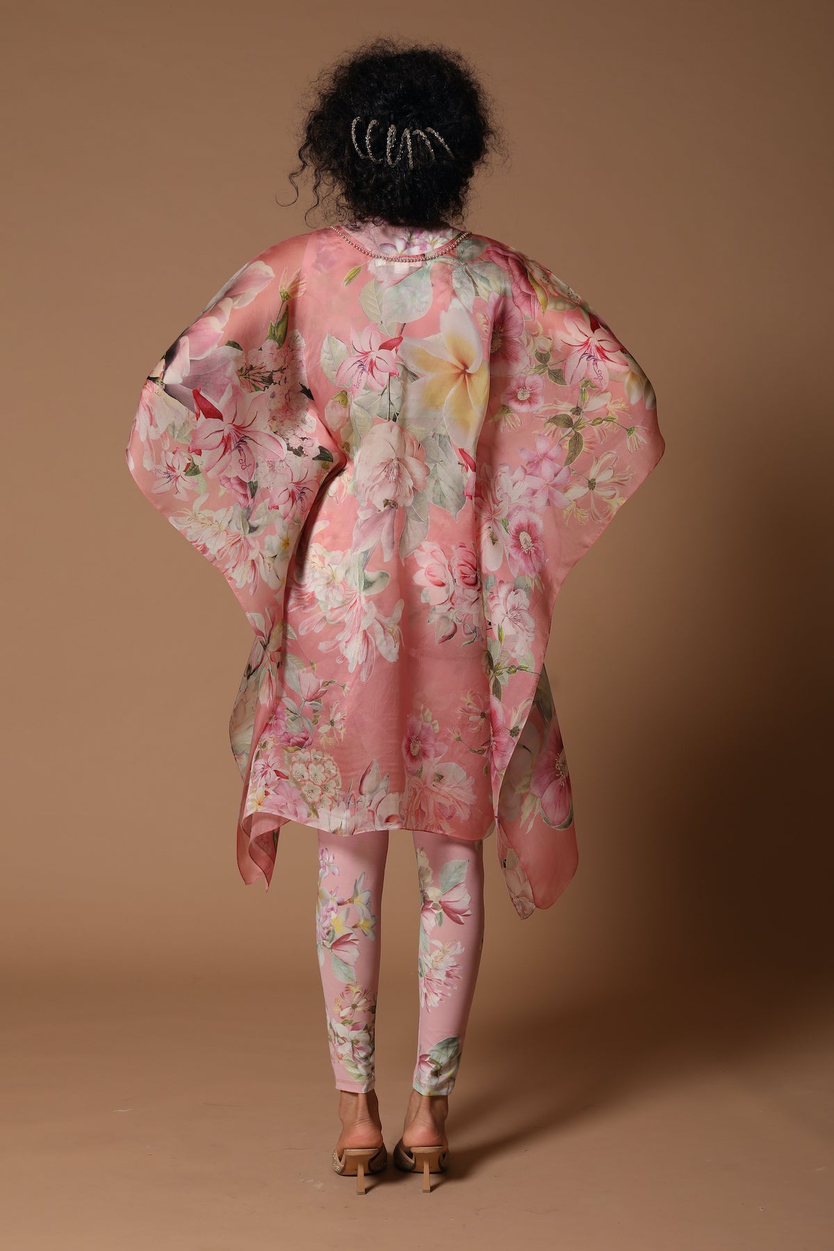 Organza Floral Printed Kaftan Set