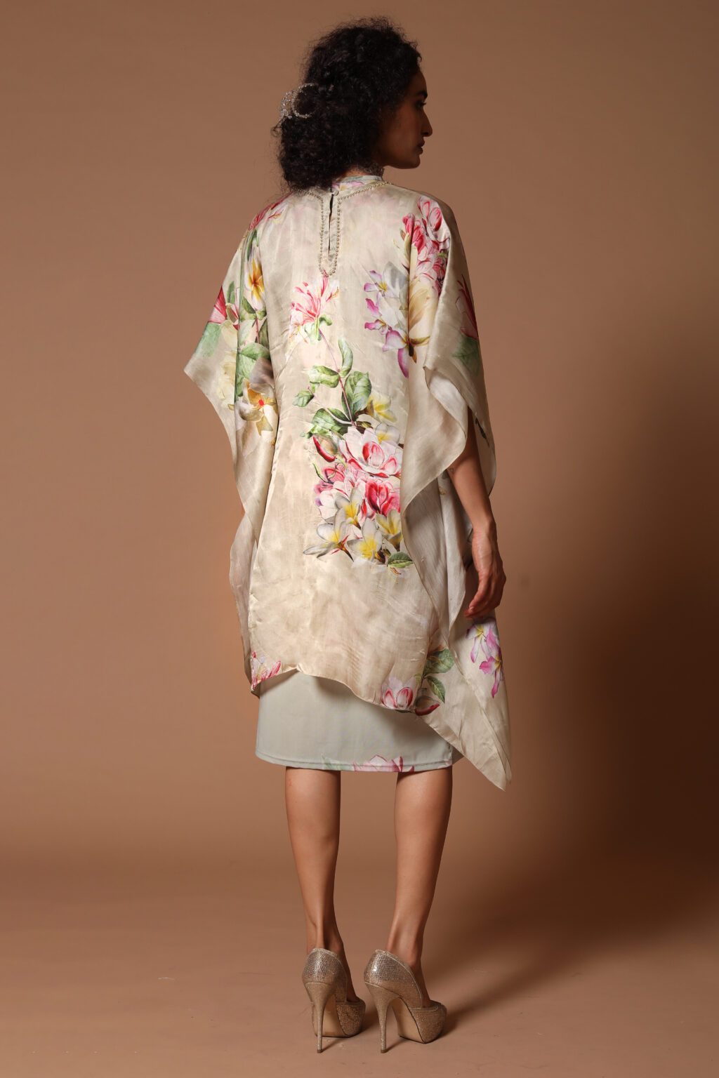 Organza Floral Printed Kaftan With Dress