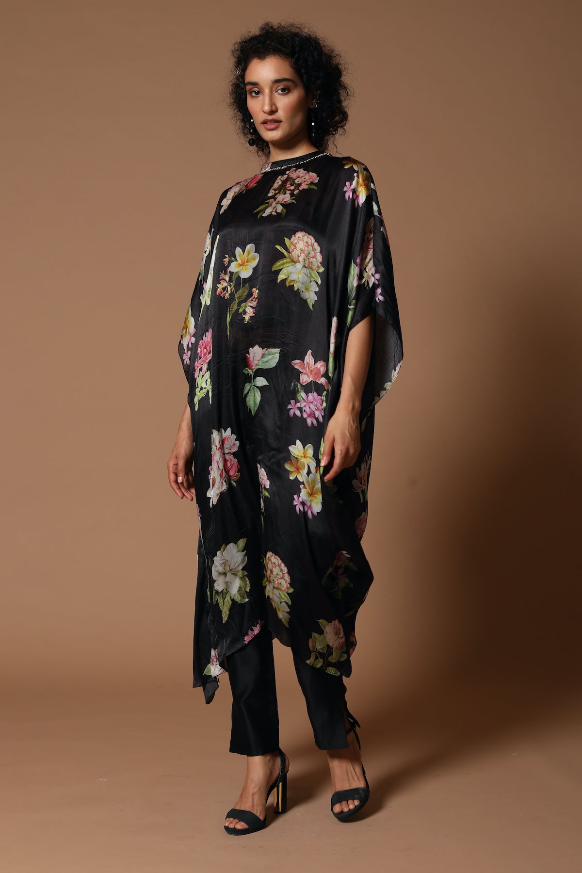 Organza Floral Printed Kaftan Set