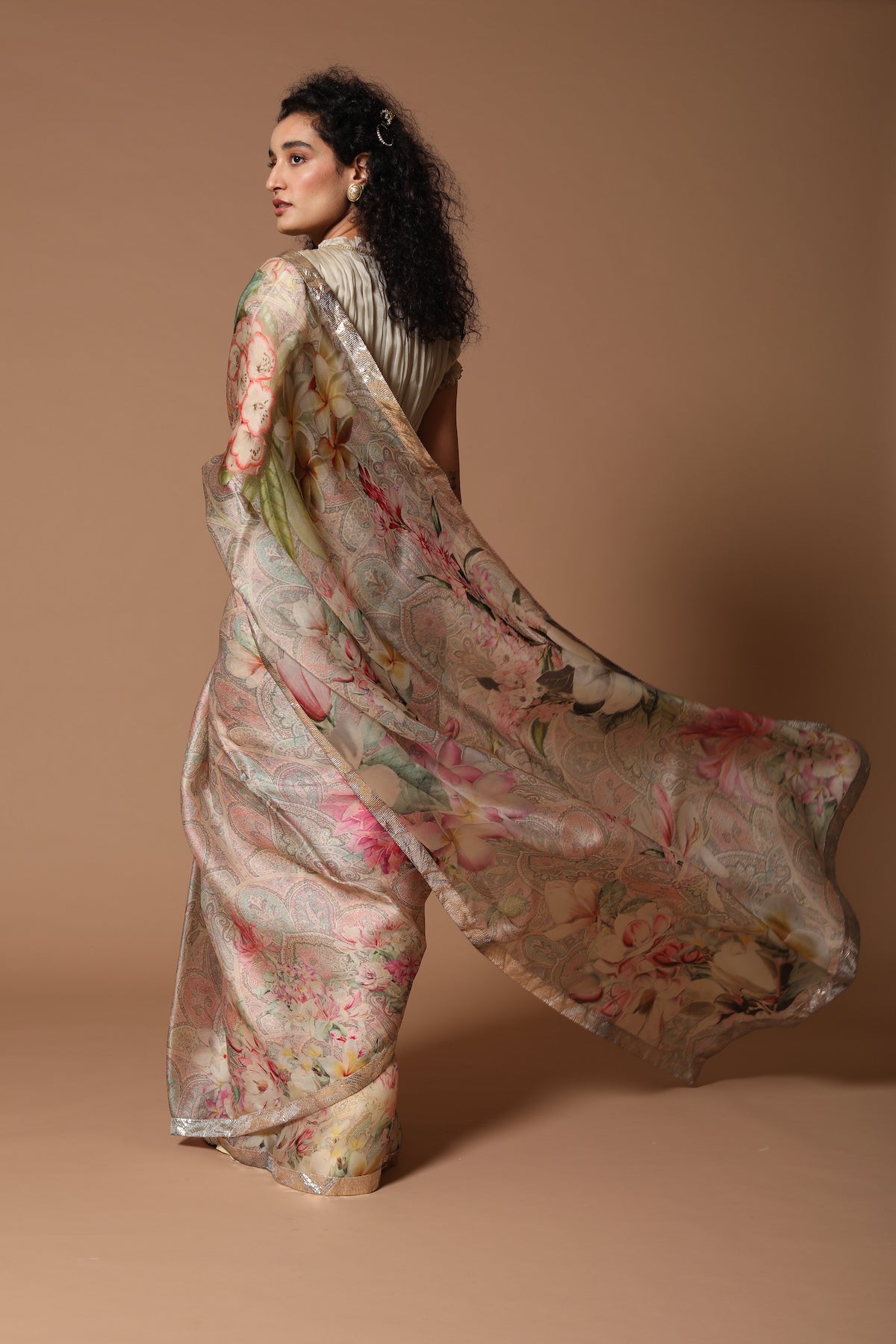 Organza Saree With Digital Floral Print