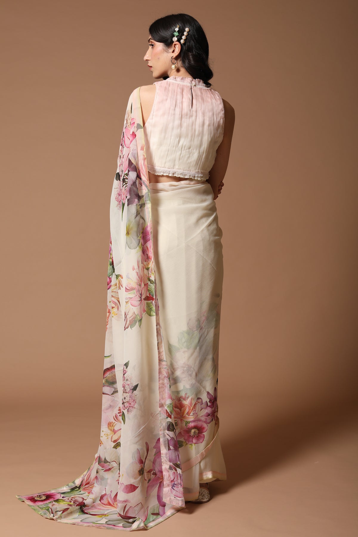 Chiffon Saree With Floral Digital Printed