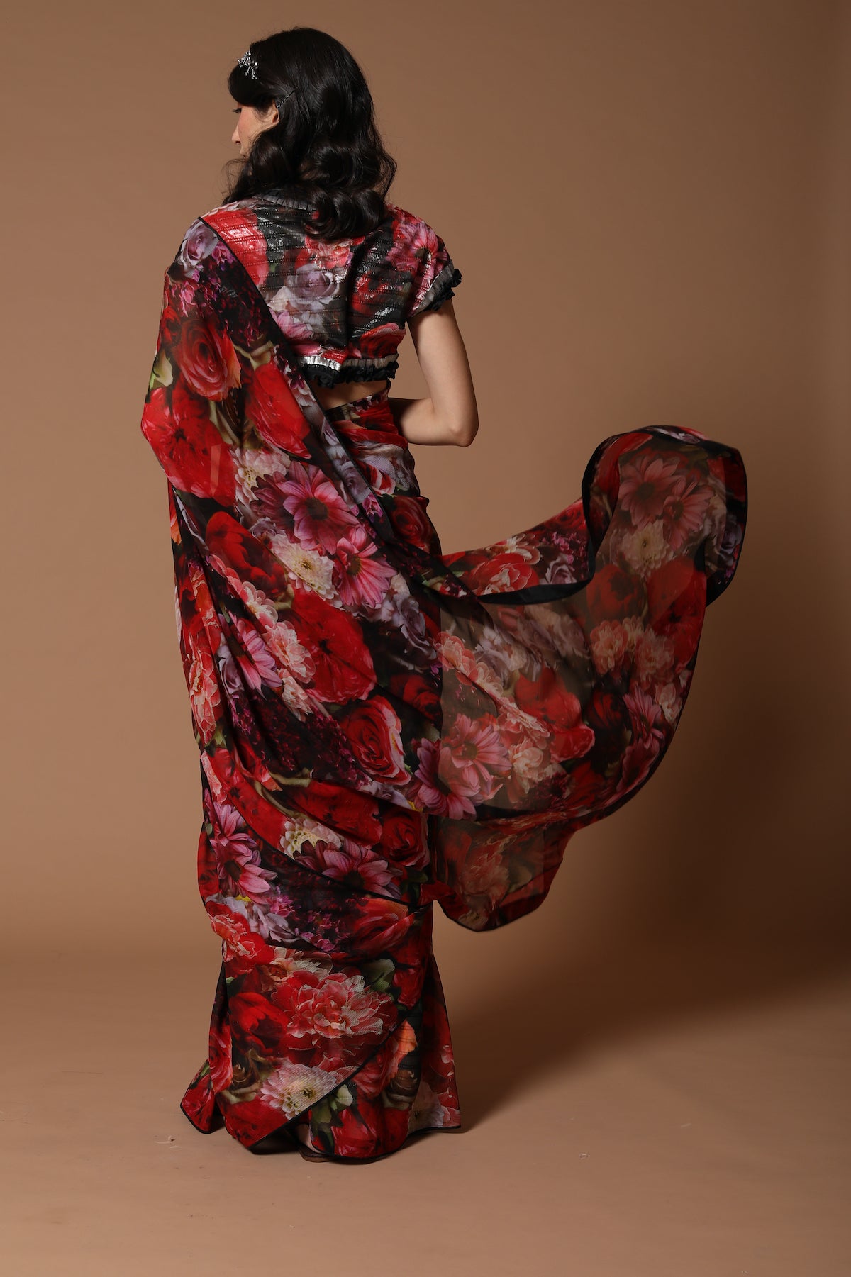 Chiffon Saree With Floral Digital Print