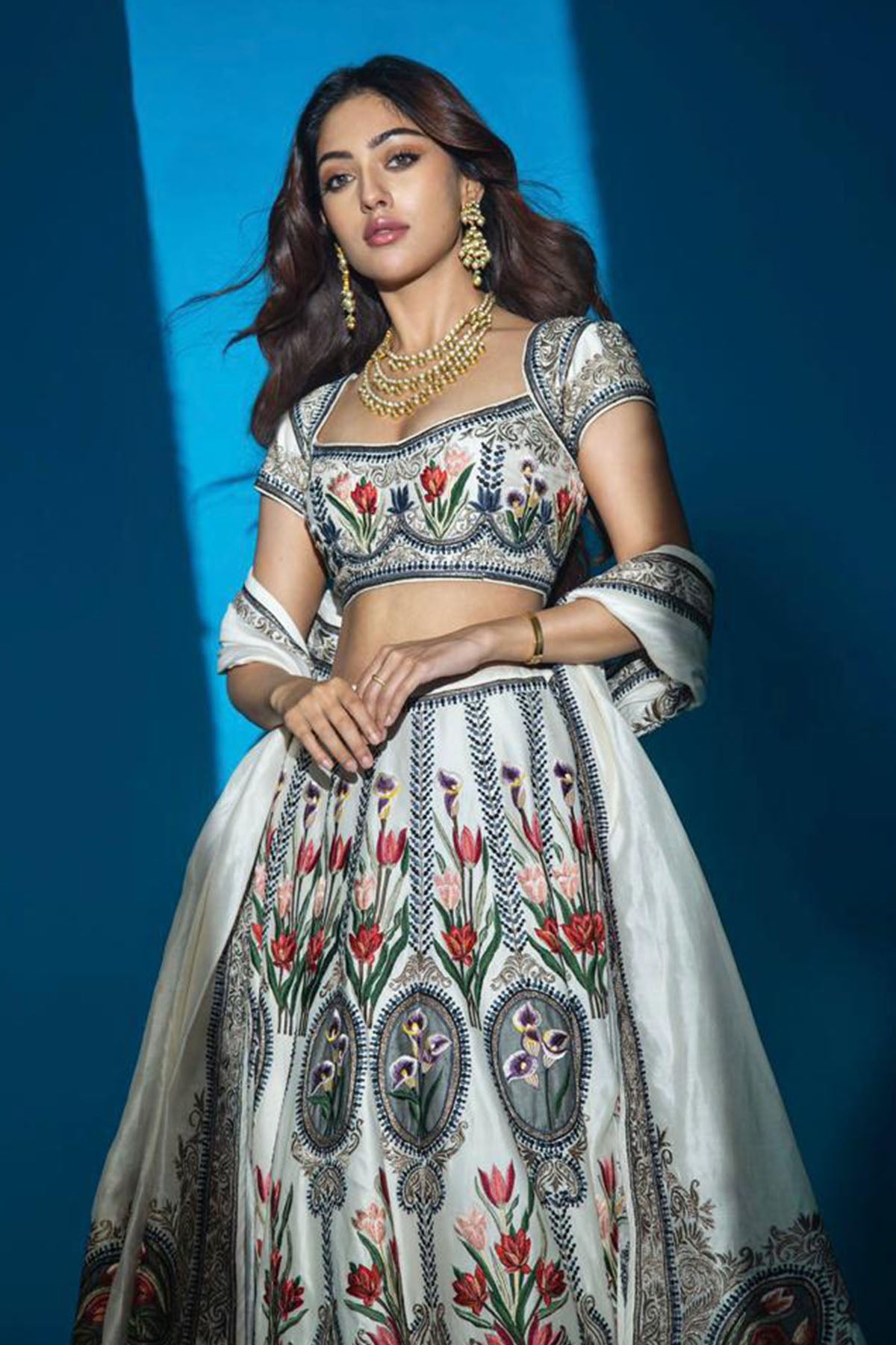 Elegant Ivory Chanderi Lehenga Set