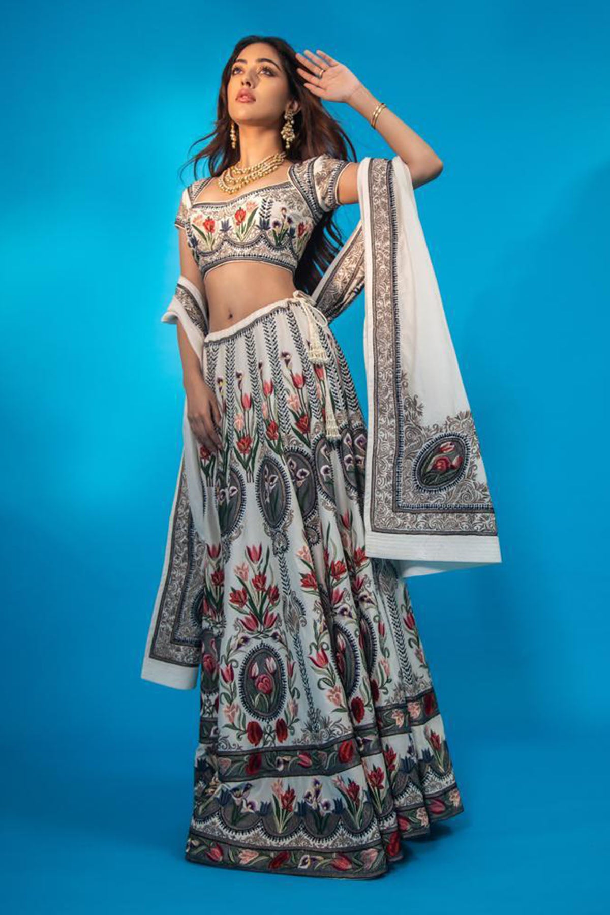 Elegant Ivory Chanderi Lehenga Set