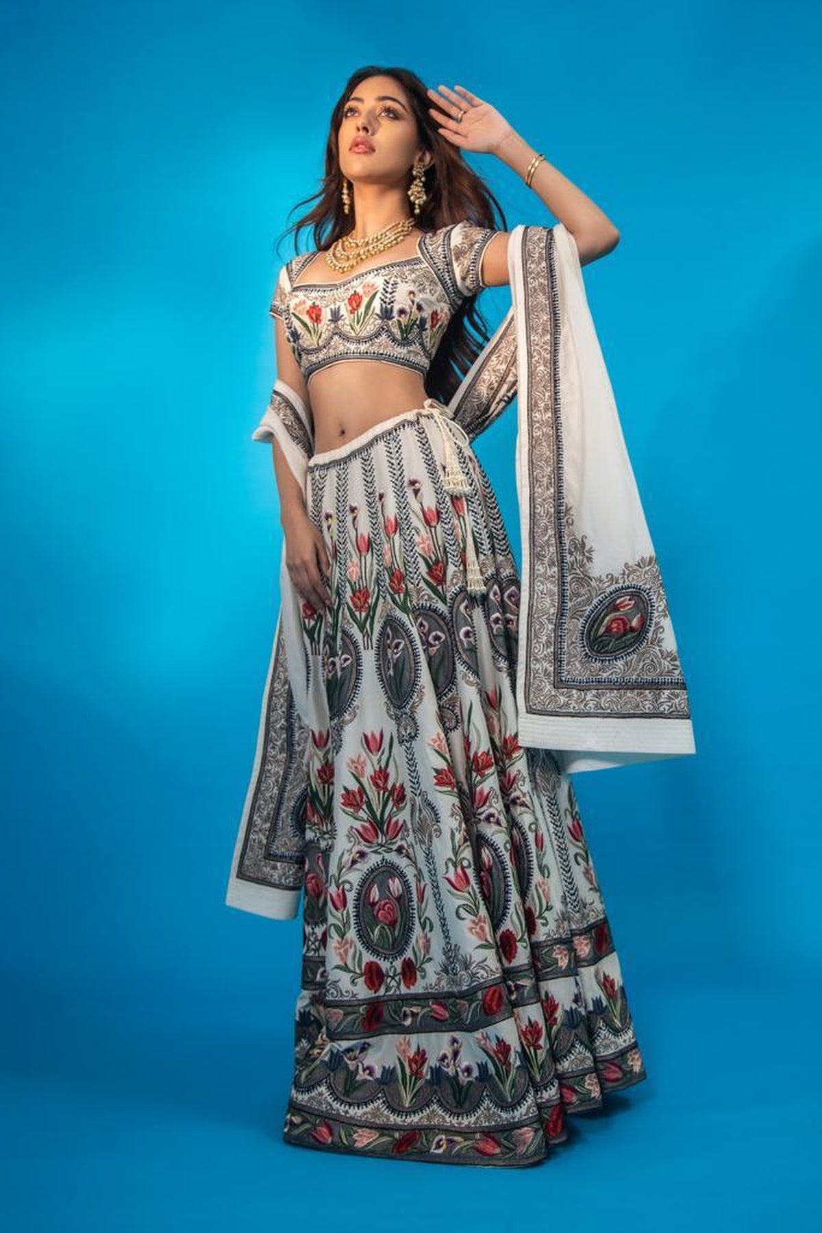 Elegant Ivory Chanderi Lehenga Set