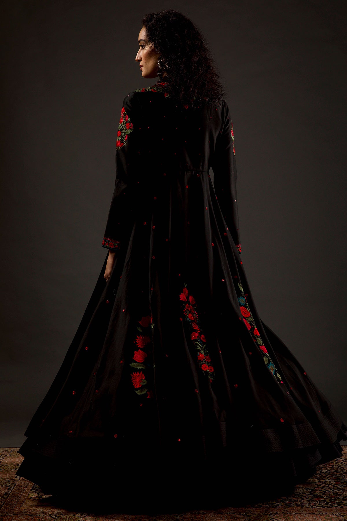 Chanderi Anarkali Set With Floral Motif
