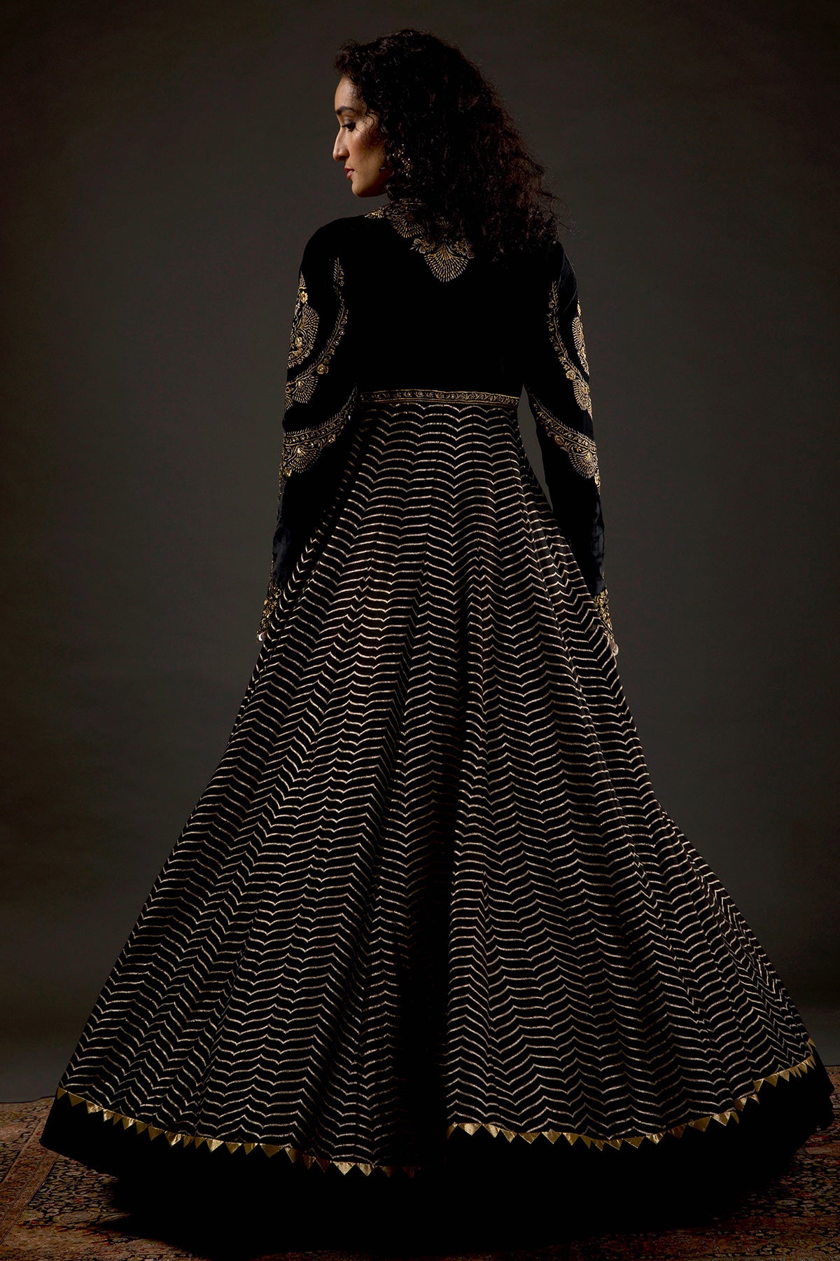 Velvet Anarkali Set With Resham Embroidery