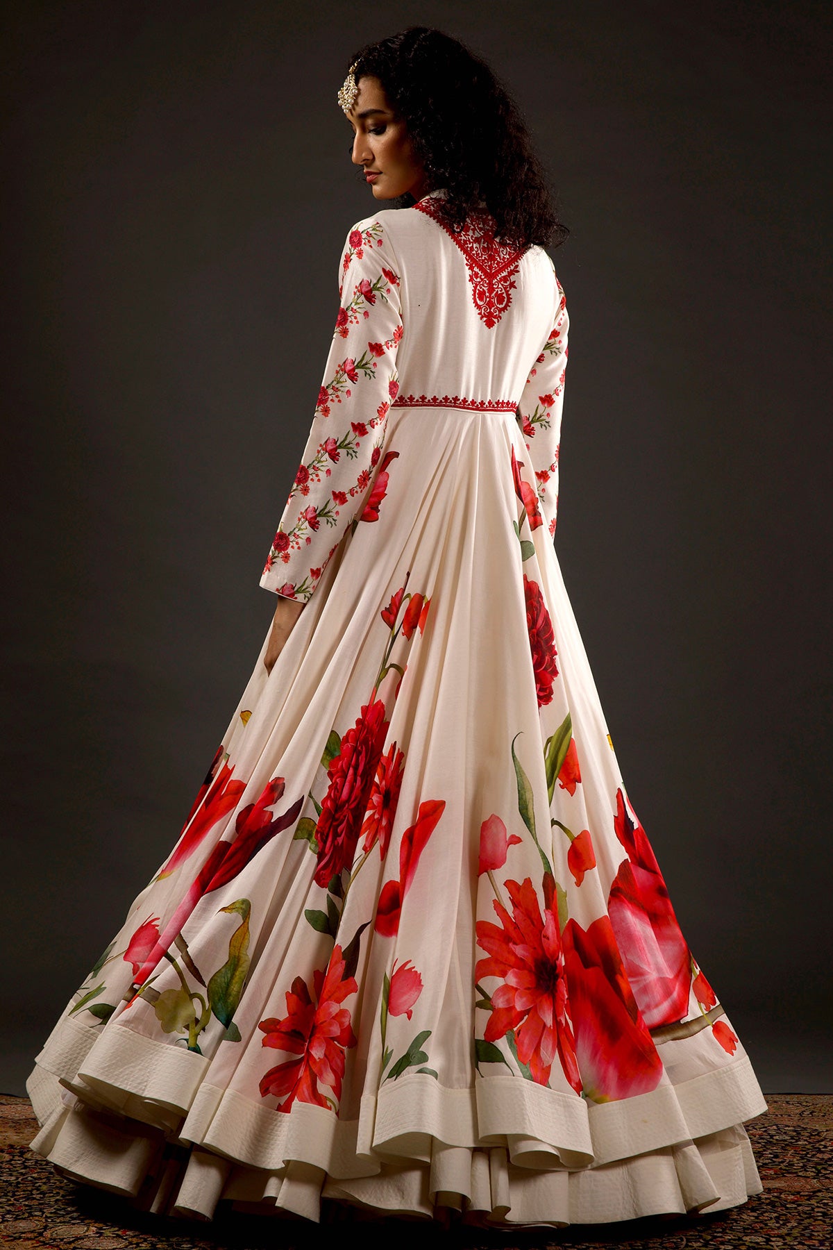 Digital Print Anarkali Set With Neck Embroidery