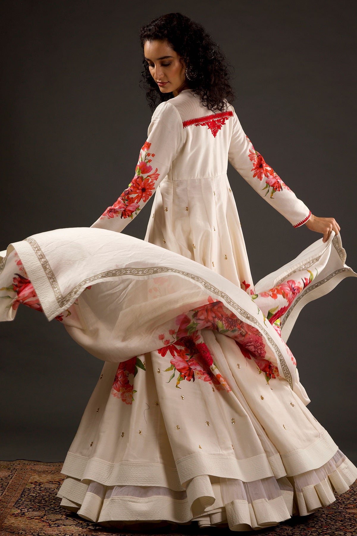 Digital Printed Anarkali Set With Neck Embroidery