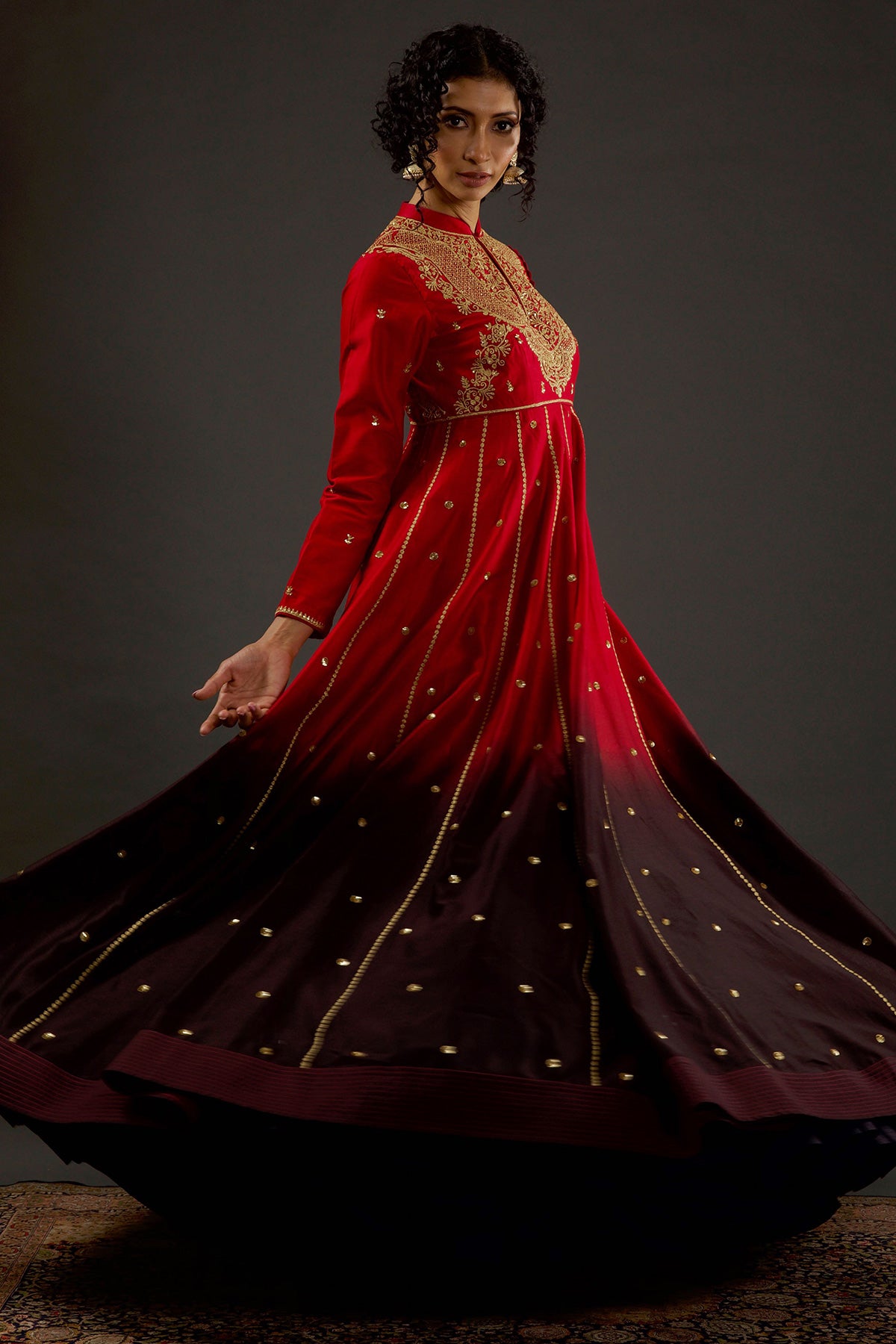 Chanderi Anarkali Set With Resham Embroidery