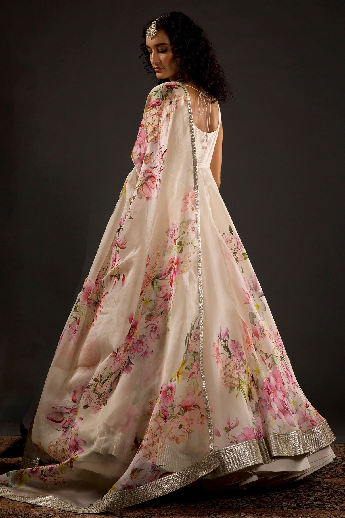 Silk Organza Floral Printed Anarkali Set
