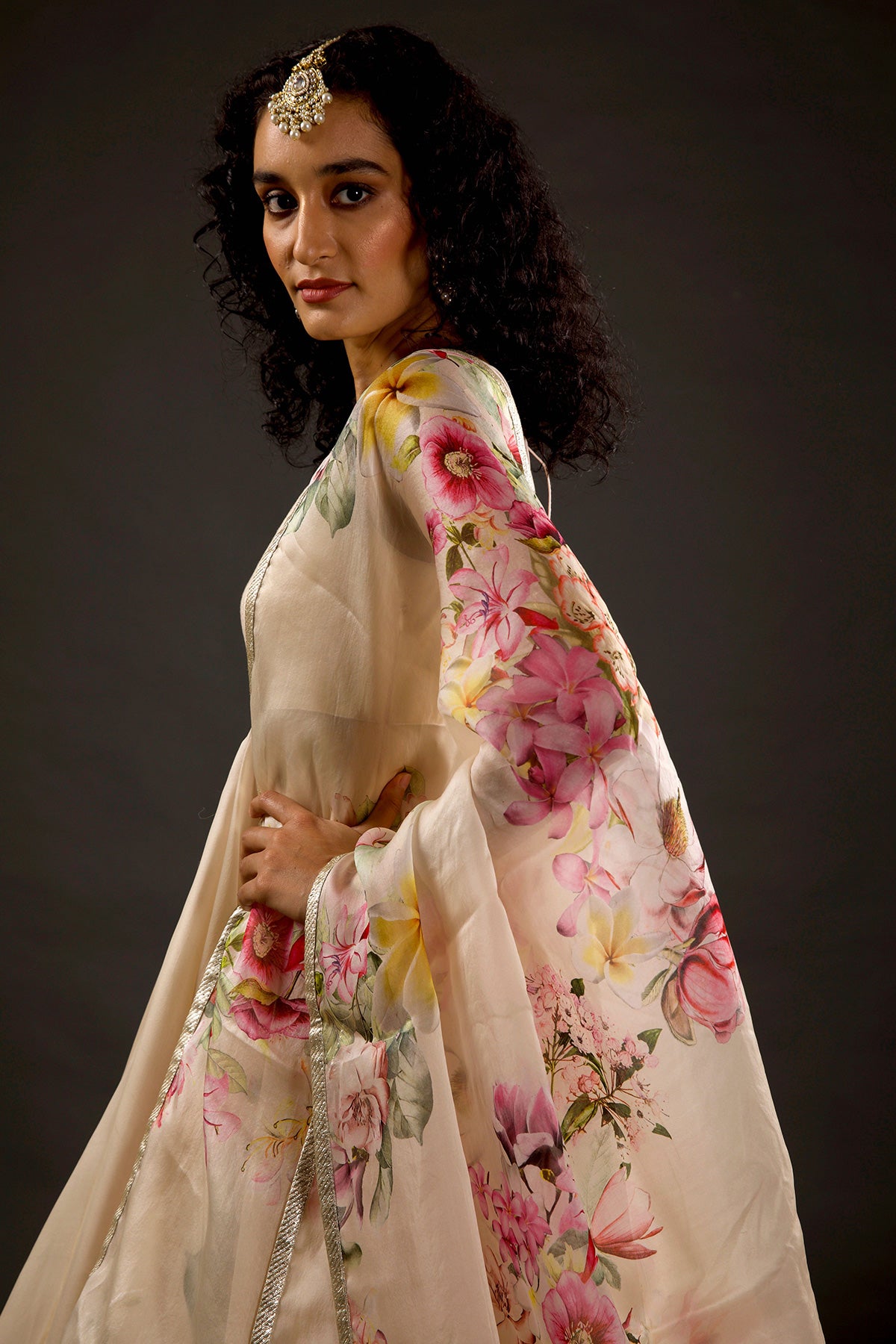 Silk Organza Floral Printed Anarkali Set