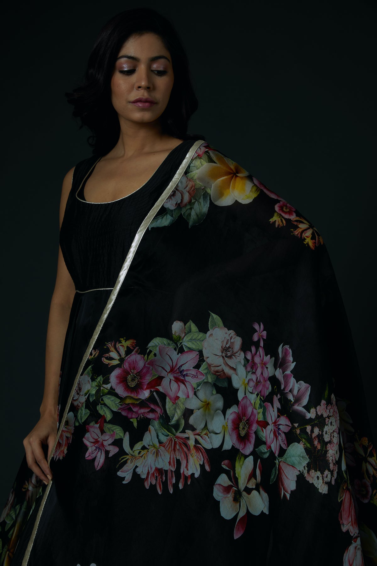 Chanderi Anarkali Set with Digital Printed