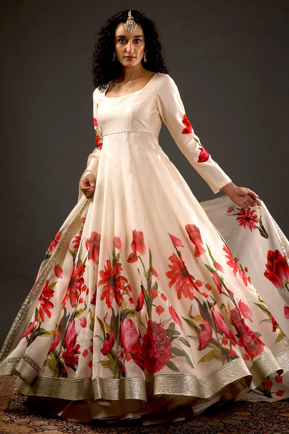 Chanderi Anarkali Set With Resham Embroidery