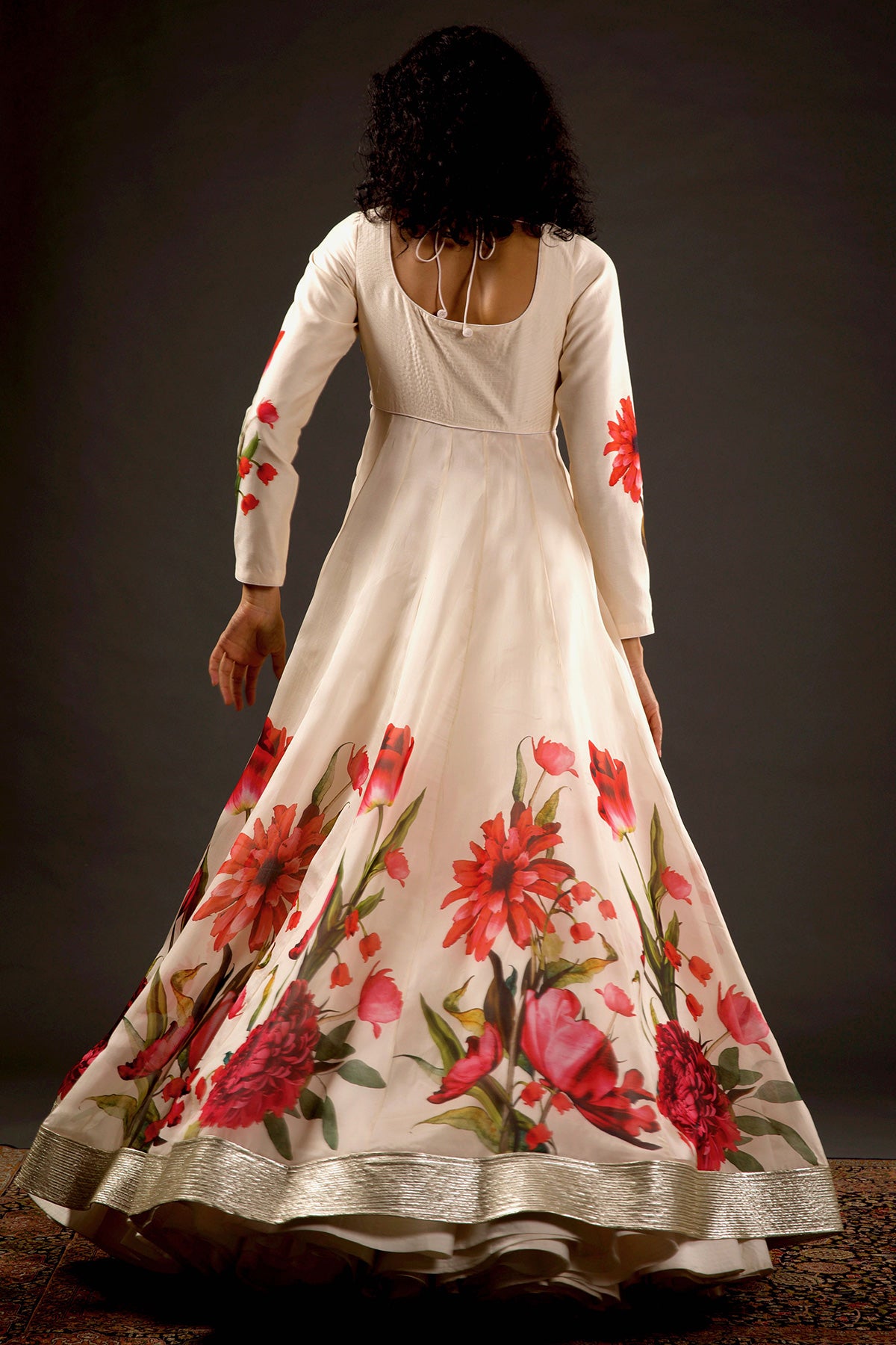 Chanderi Anarkali Set With Resham Embroidery
