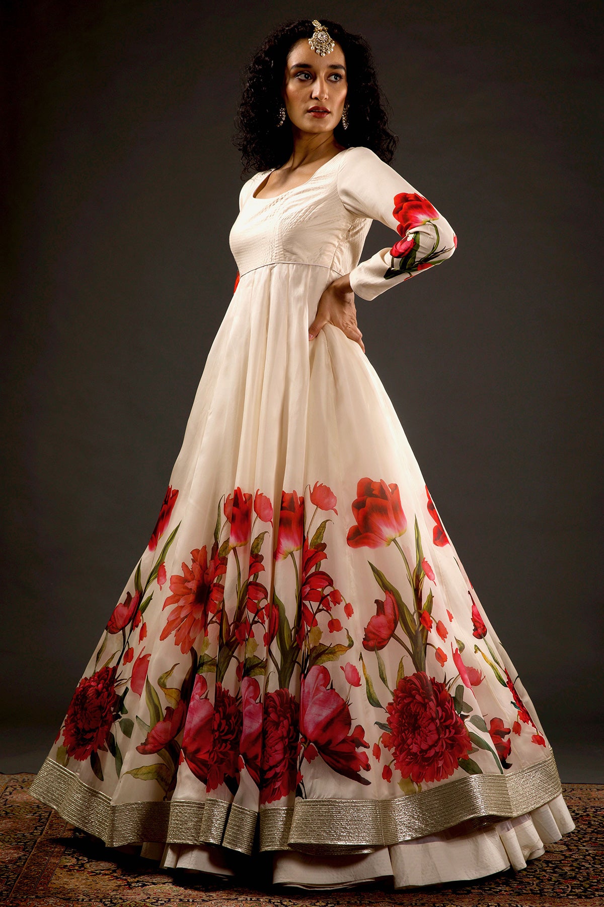 Chanderi Anarkali Set With Resham Embroidery