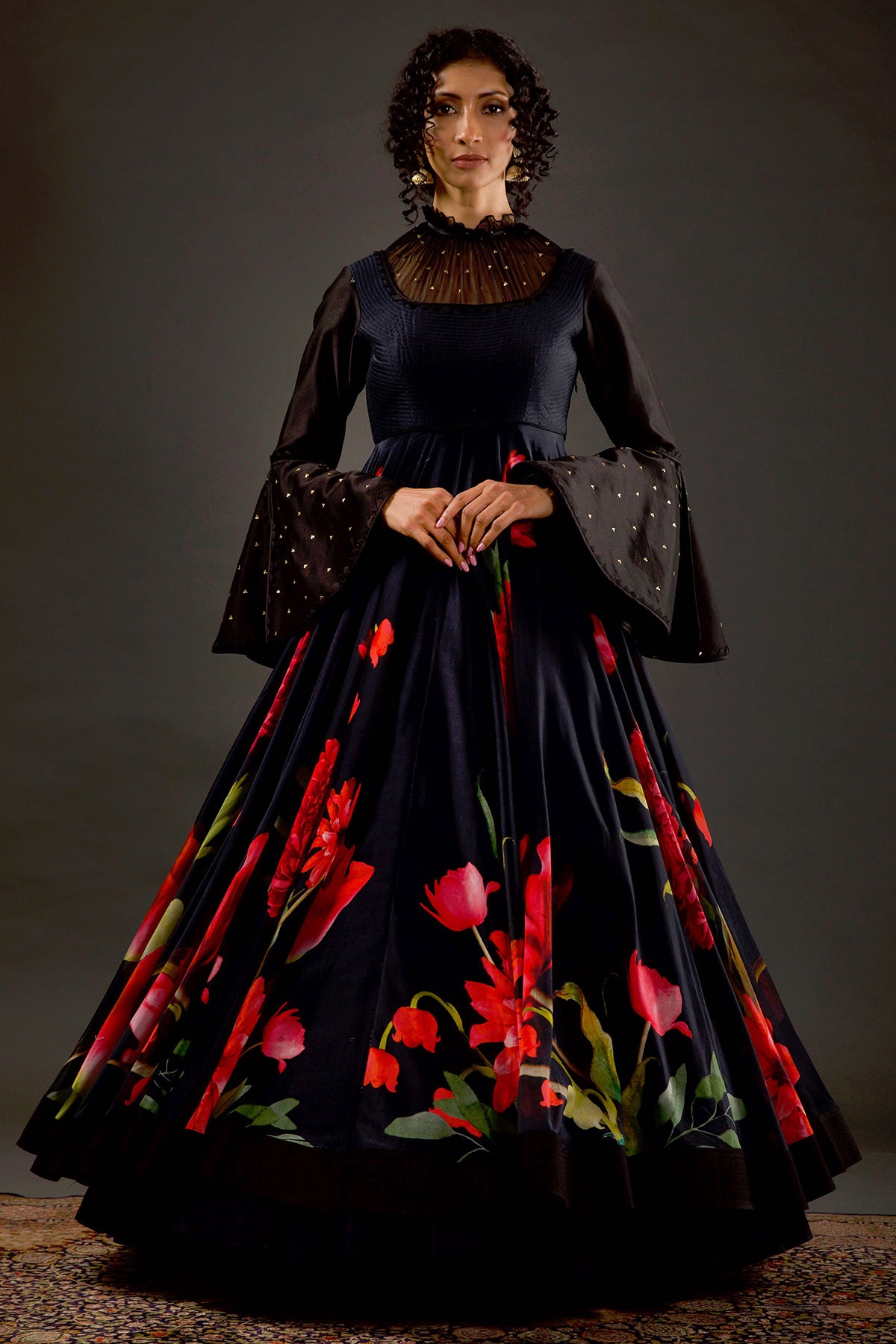 Chanderi Anarkali Set With Digital Printed