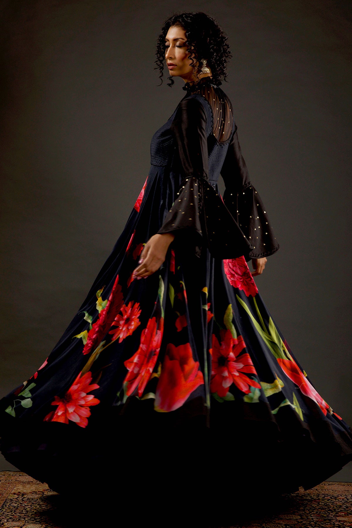 Chanderi Anarkali Set With Digital Printed
