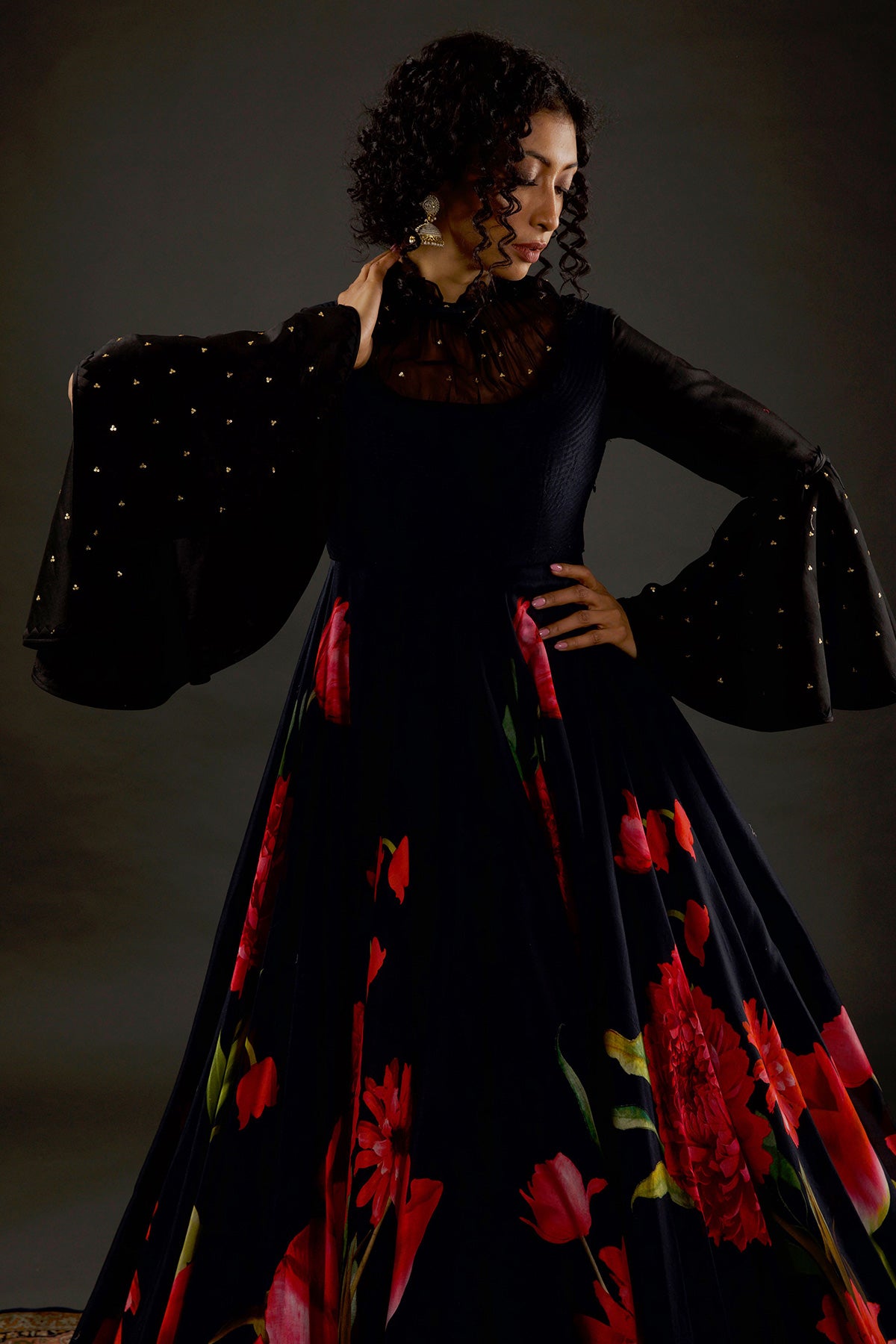 Chanderi Anarkali Set With Digital Printed