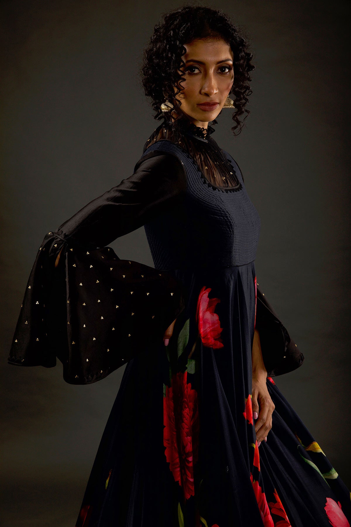 Chanderi Anarkali Set With Digital Printed