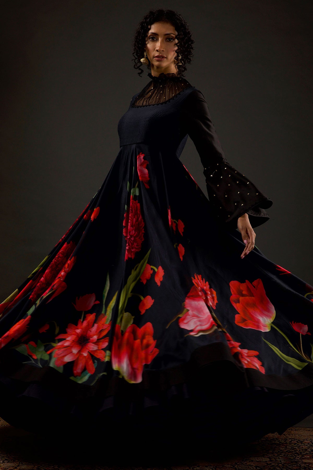 Chanderi Anarkali Set With Digital Printed