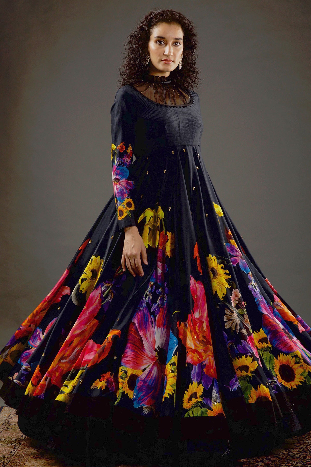 Chanderi Anarkali Set With Digital Printed
