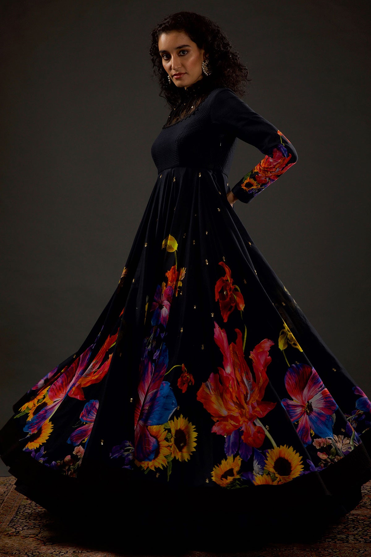 Chanderi Anarkali Set With Digital Printed