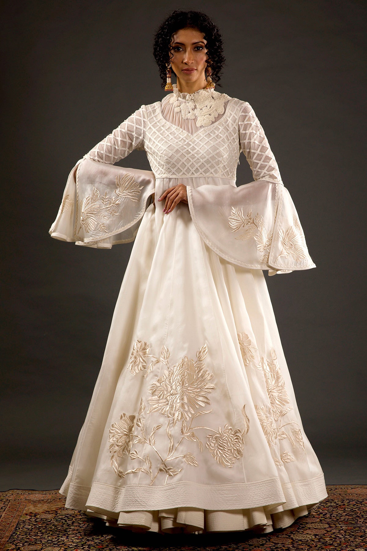 Chanderi Anarkali Set With Resham Embroidery