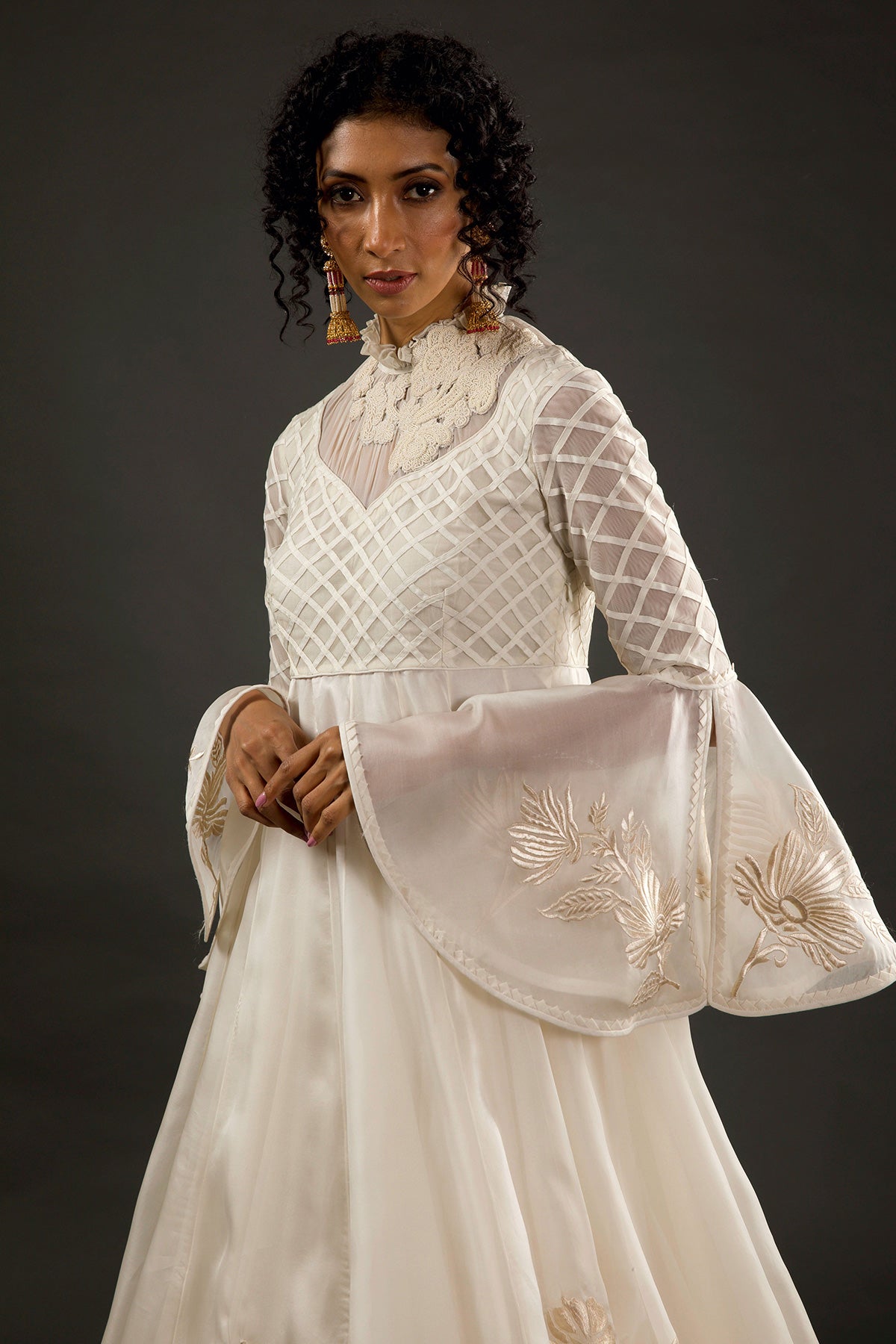 Chanderi Anarkali Set With Resham Embroidery