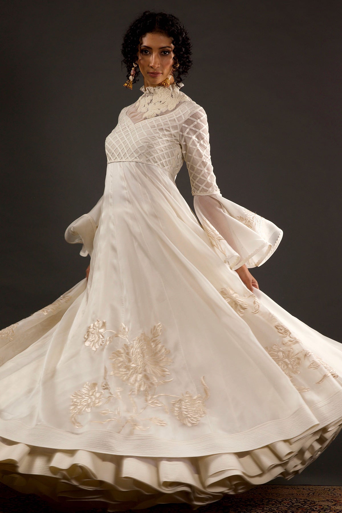 Chanderi Anarkali Set With Resham Embroidery