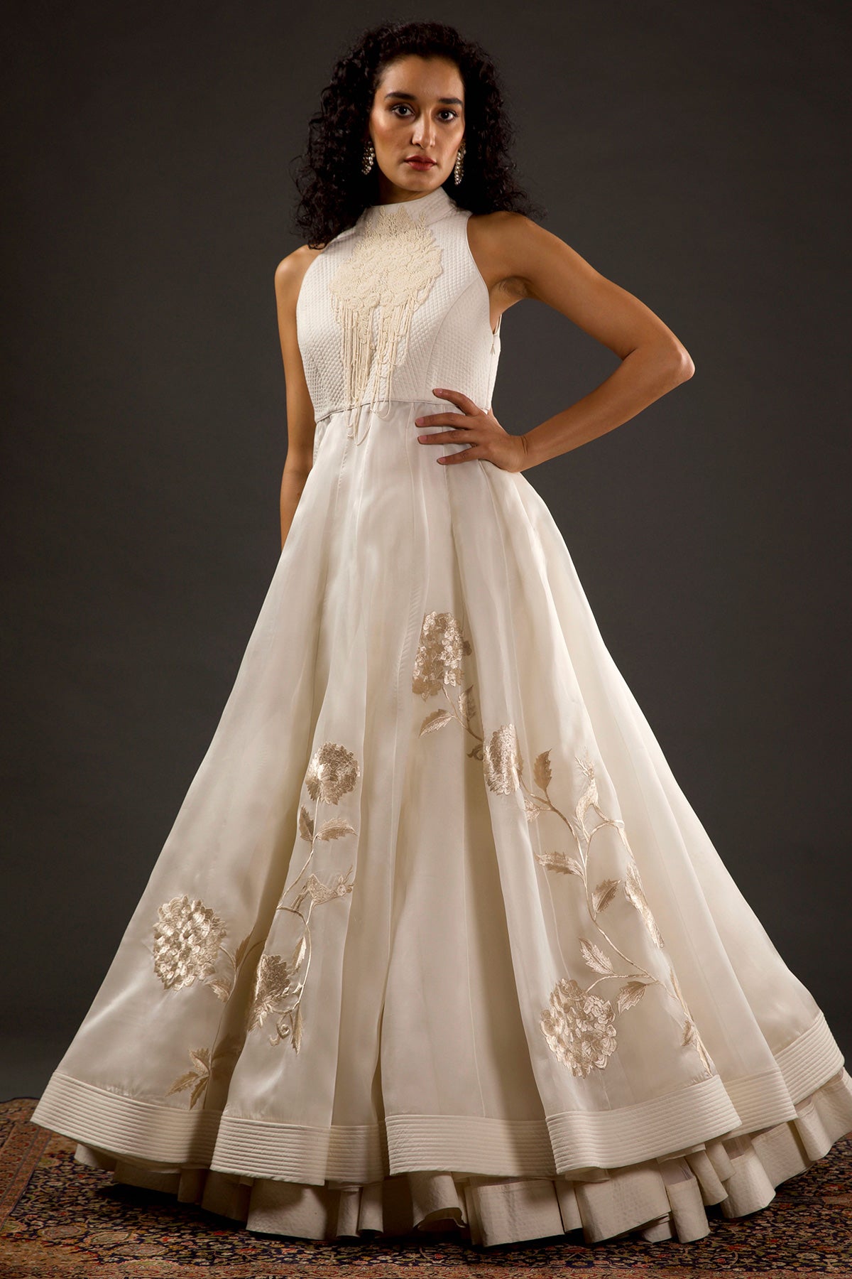 Chanderi Anarkali Set With Resham Embroidery