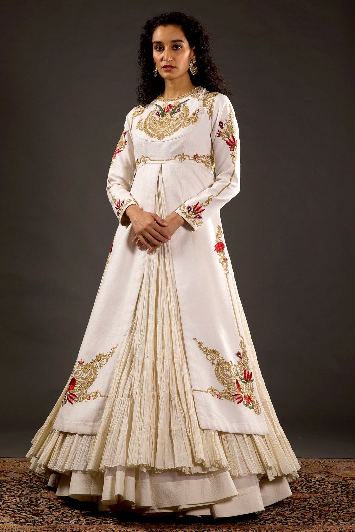 Ivory Split Anarkali Set with Embroidery