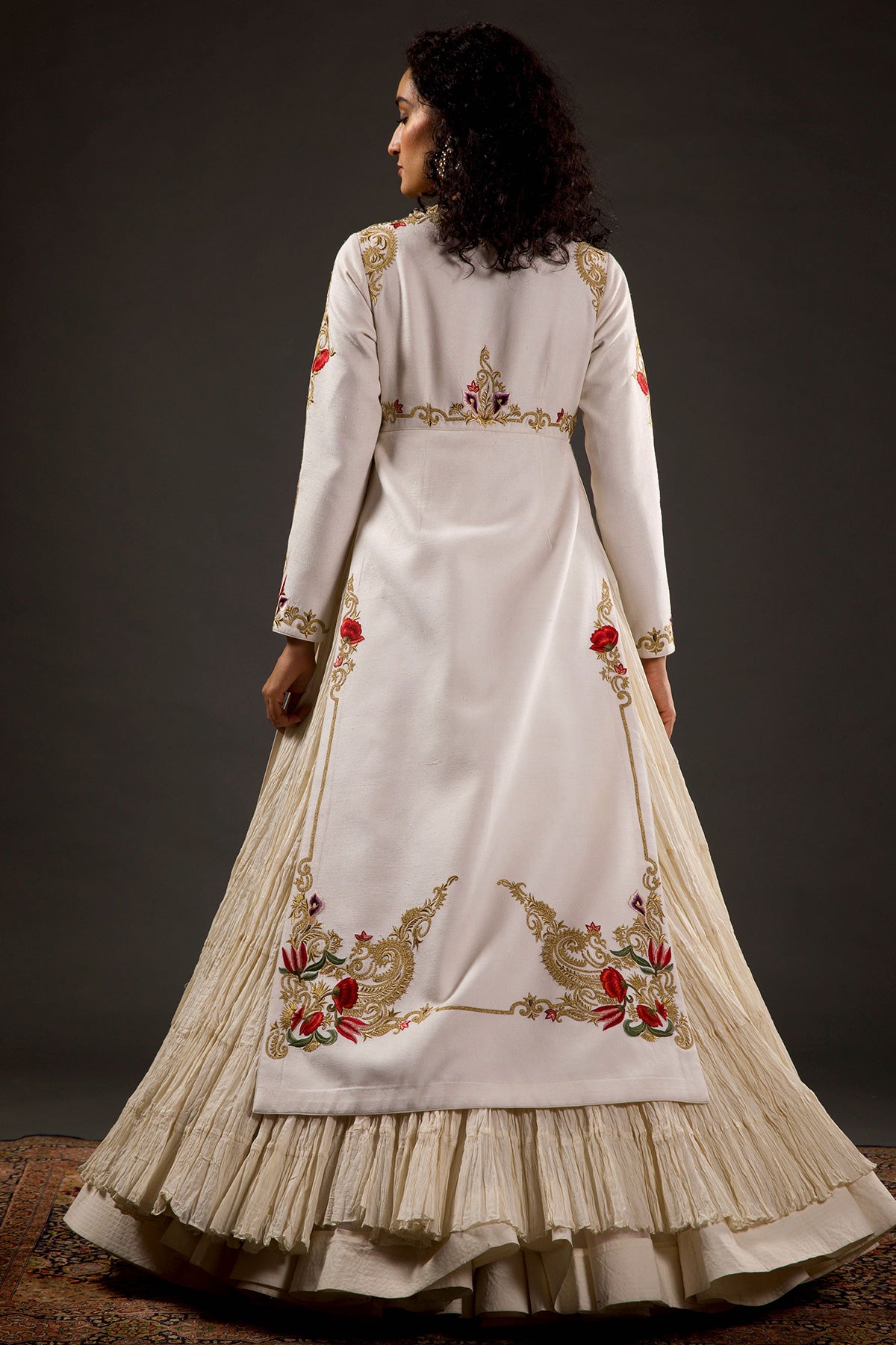 Ivory Split Anarkali Set with Embroidery