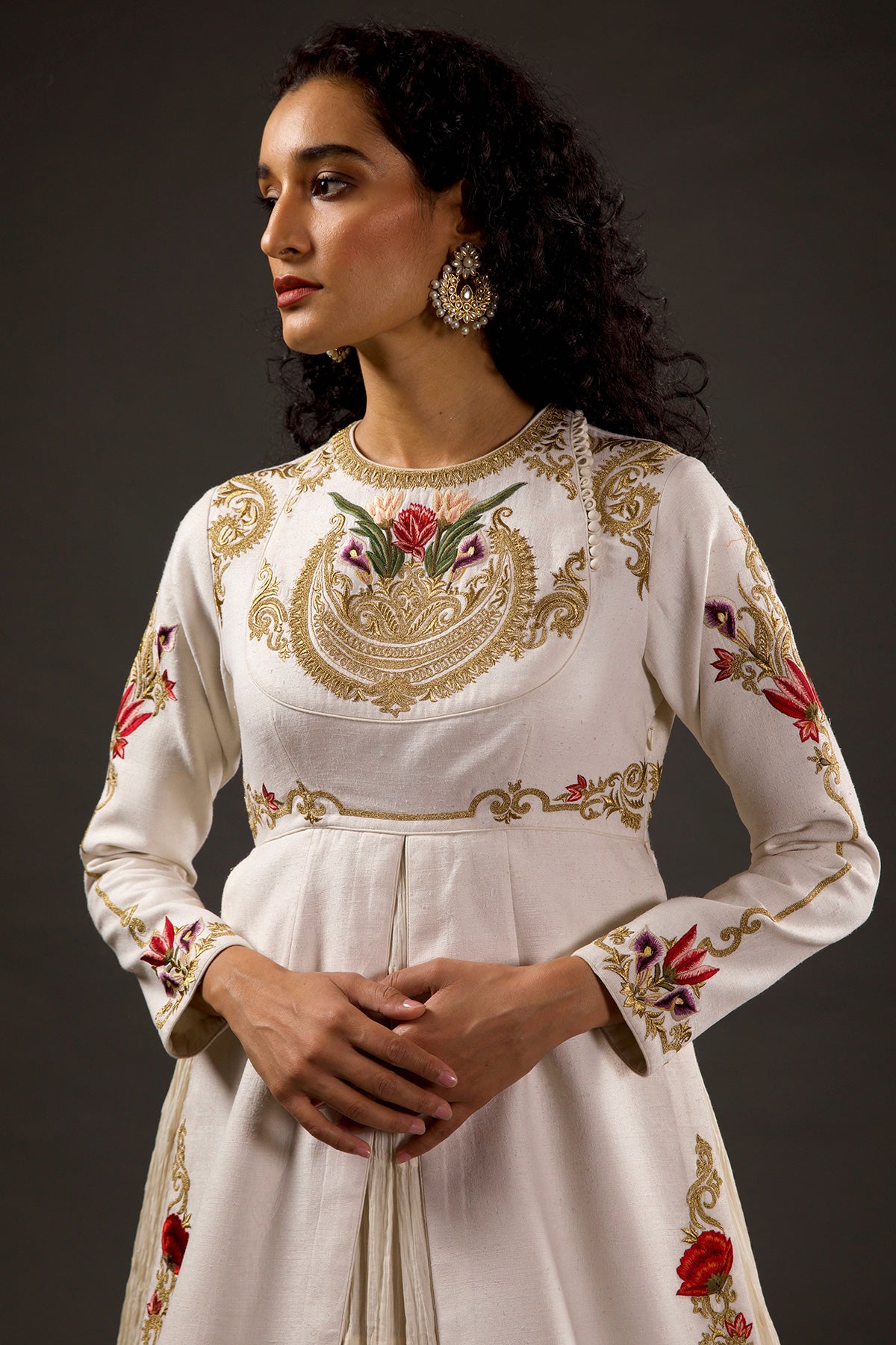 Ivory Split Anarkali Set with Embroidery