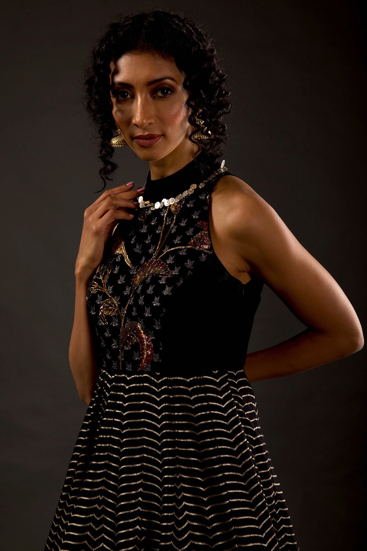 Velvet Anarkali Set With Resham Embroidery