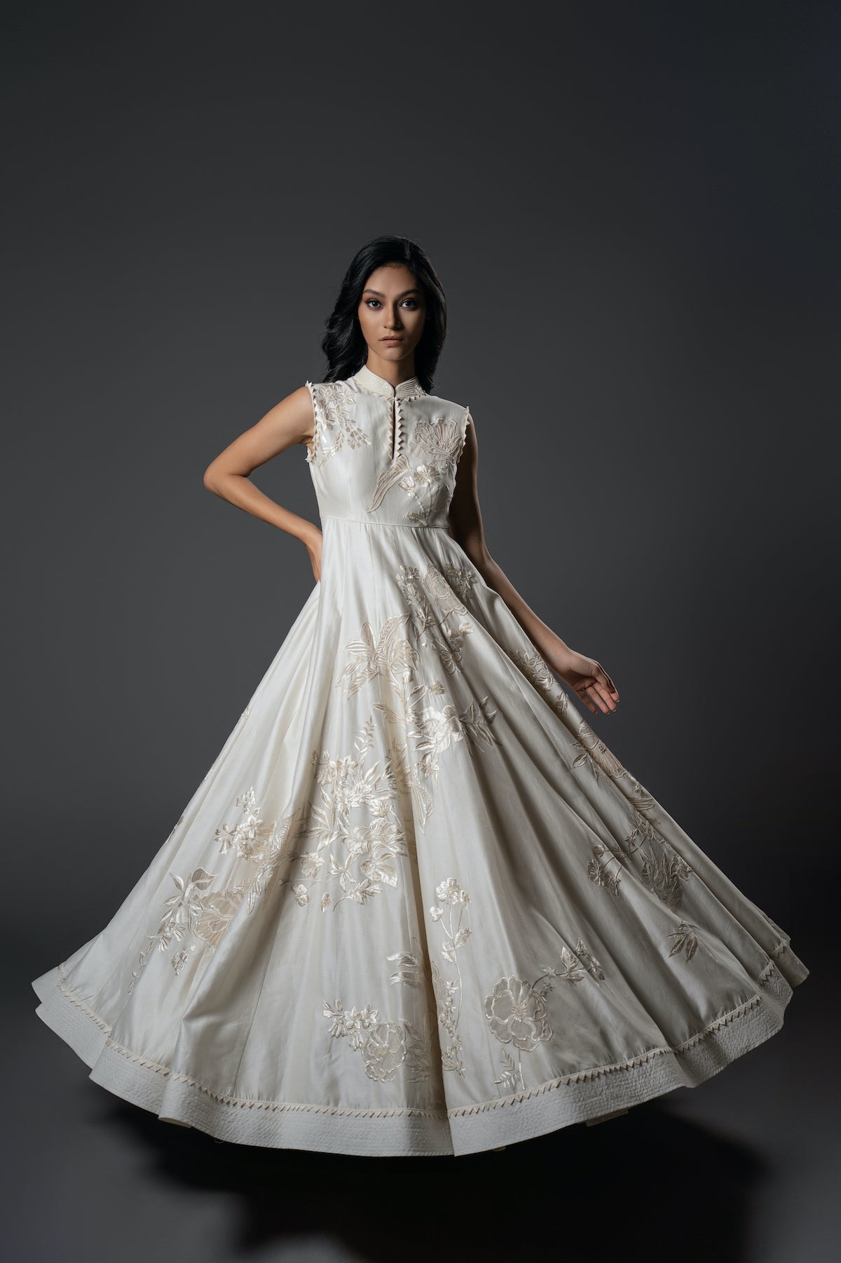 Chanderi Silk Resham Embroidered Anarkali Set