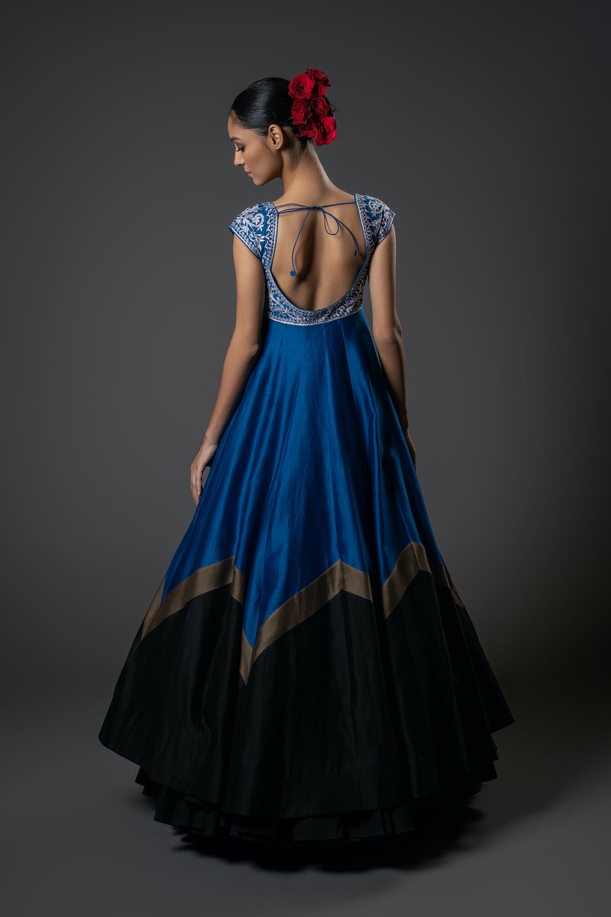 Chanderi Silk Floral Embroidered Anarkali Set