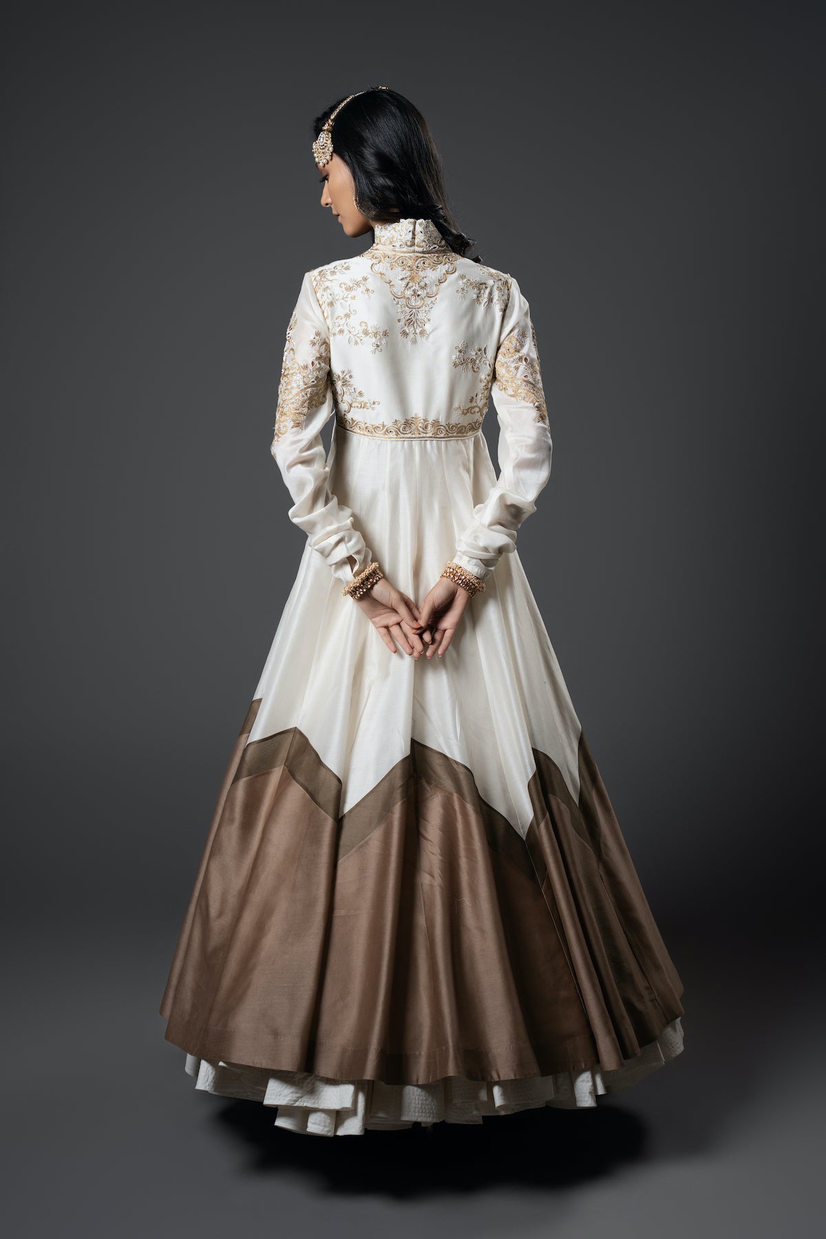 Chanderi Silk Floral Cutwork Angrakha Anarkali Set