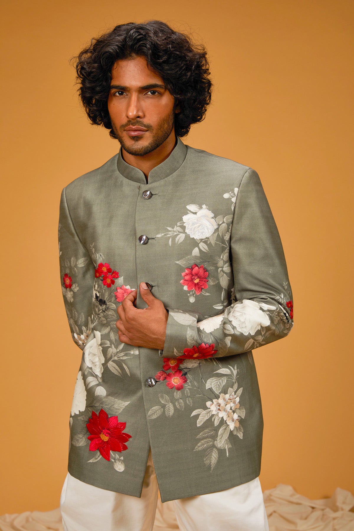 Pewter Printed Bandgala