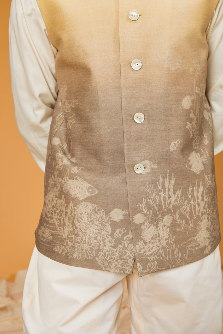 Sea Green Chanderi Silk Printed & Embroidered Bundi