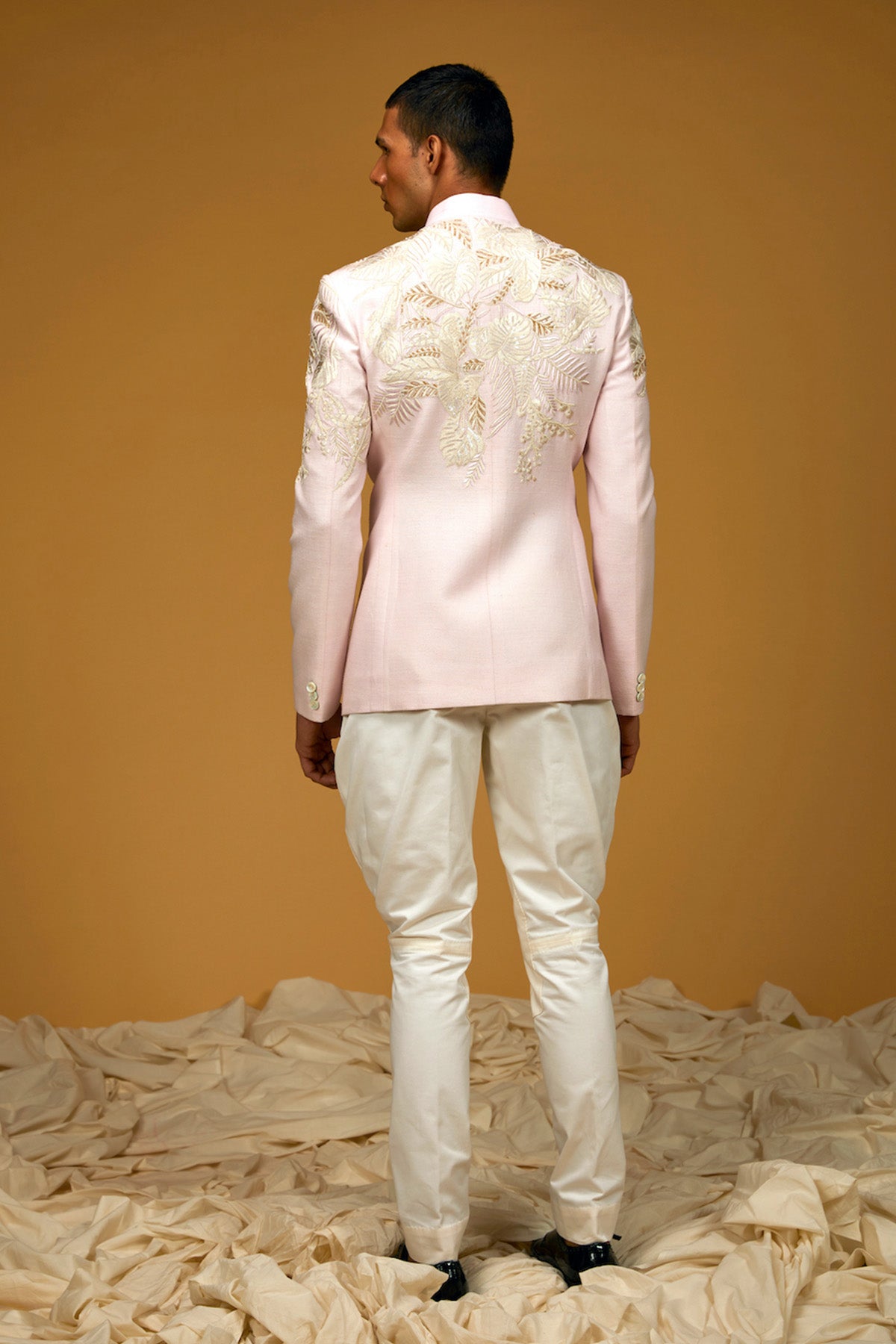 Powder Blue Matka Silk Bandgala
