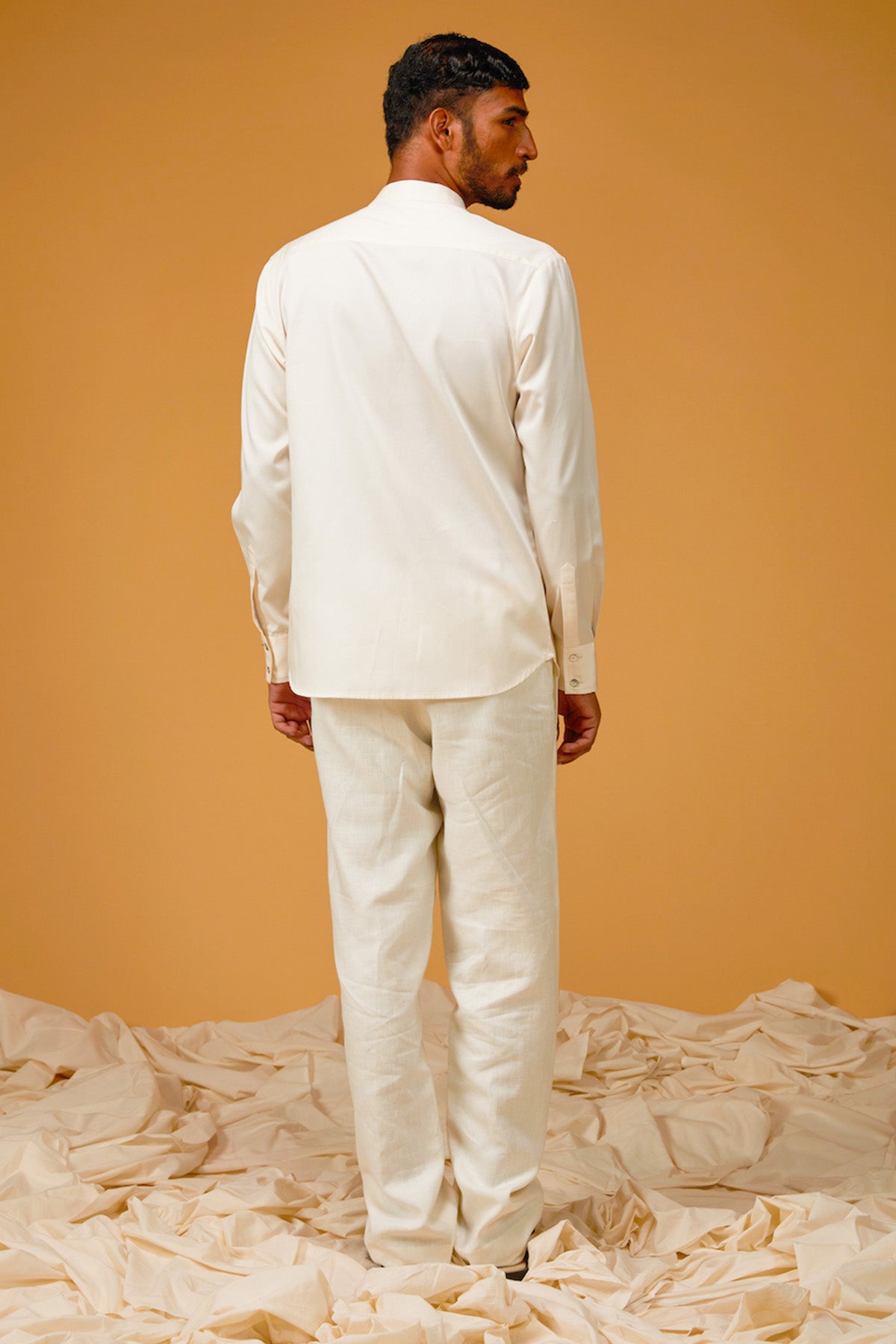 Men's Poplin Satin Shirt With Bird Embroidery