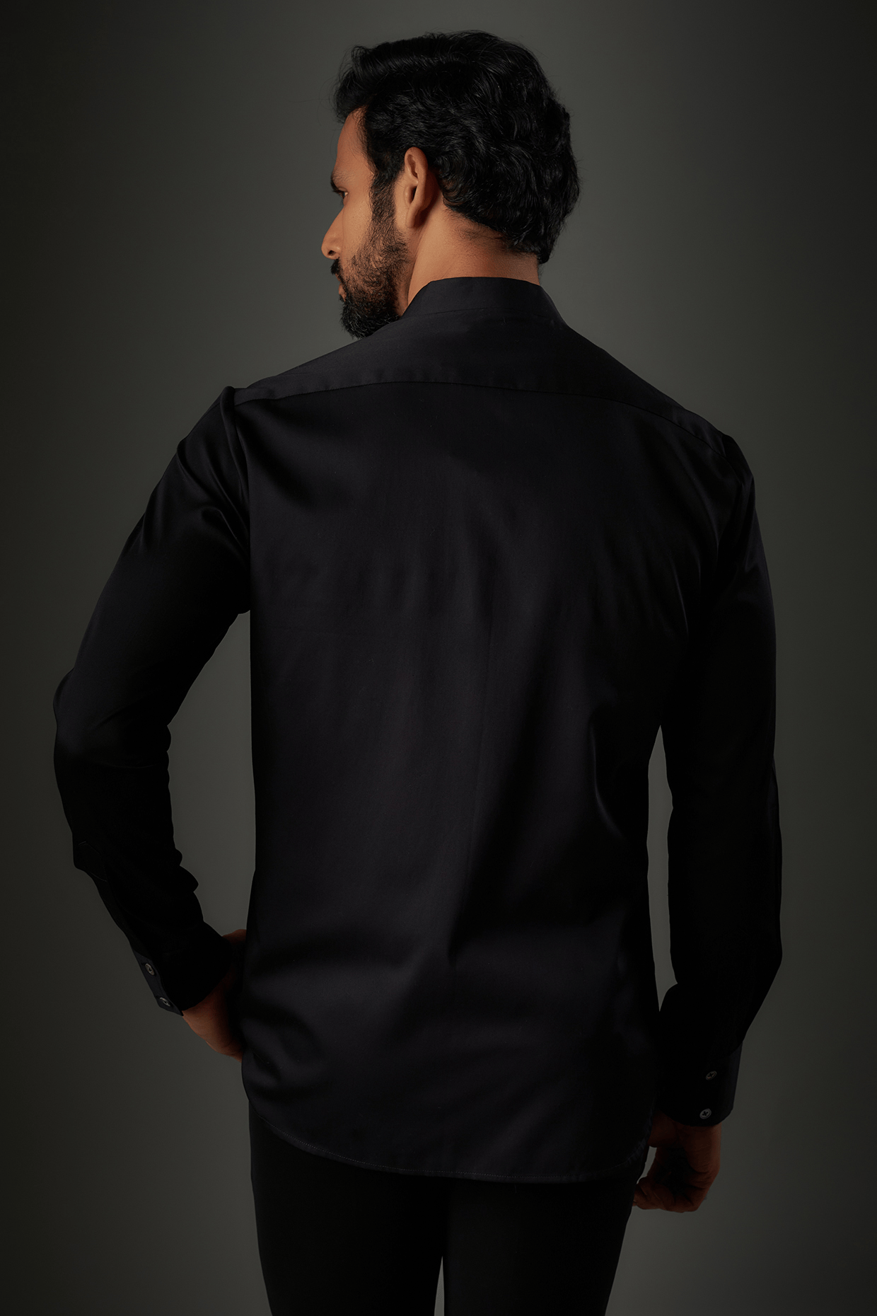 Black Poplin Thread Embroidered Shirt