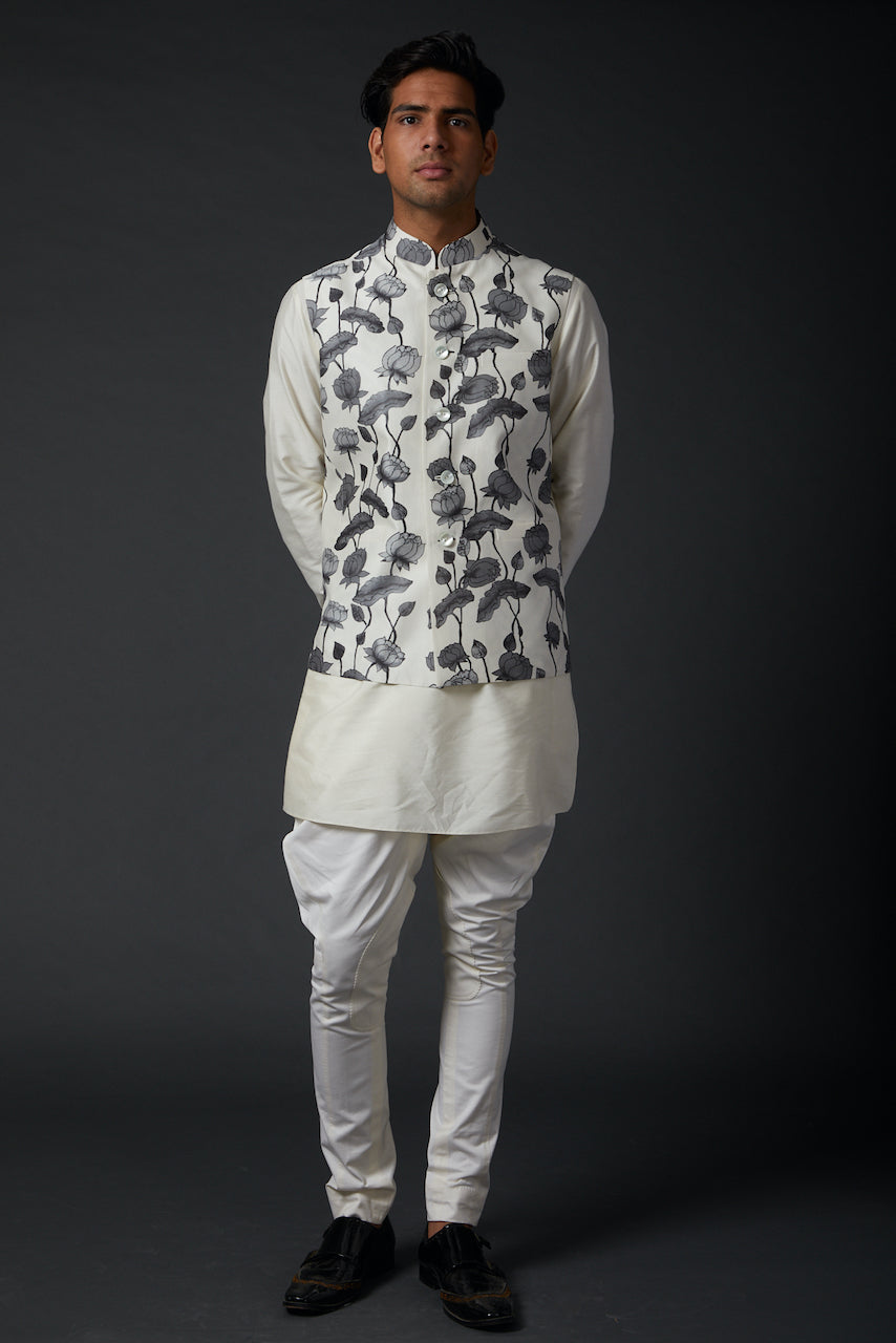 Ivory Printed Bundi
