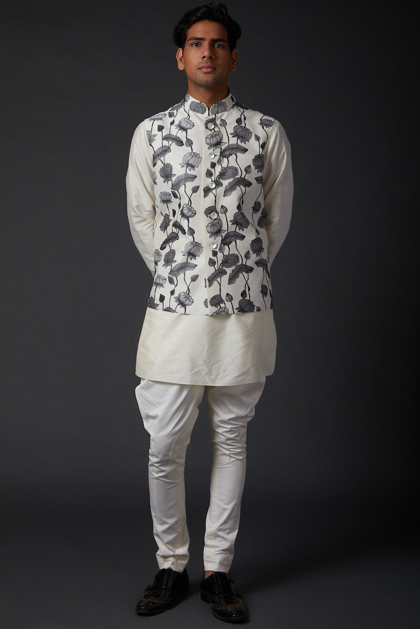 Ivory Printed Bundi